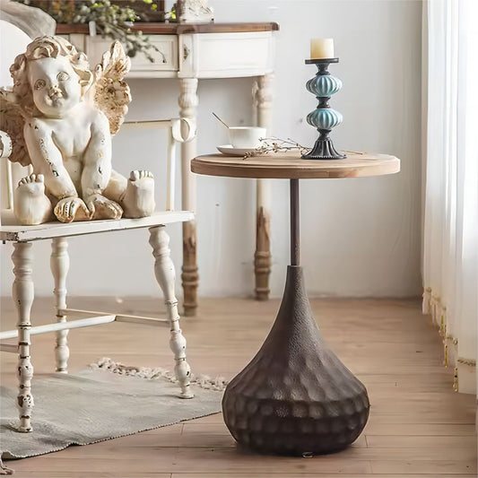 Retro Small Round Wood Top Coffee Table