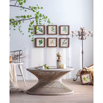 Rattan Coffee Table Bamboo Round Side Table