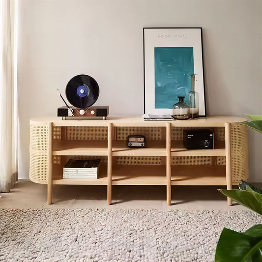 Rattan Wood TV Cabinet Storage Cabinet